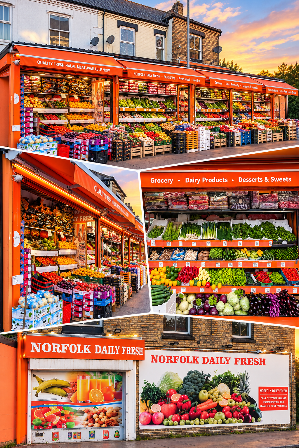 Colourful fresh fruit and vegetables displayed at Norfolk Daily Fresh